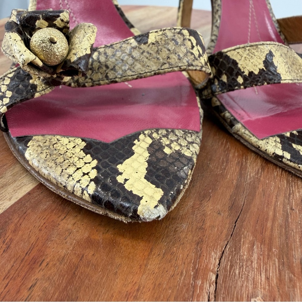 Kate Spade New York python print leather heels unique knotted design 8 vintage - Picture 3 of 10